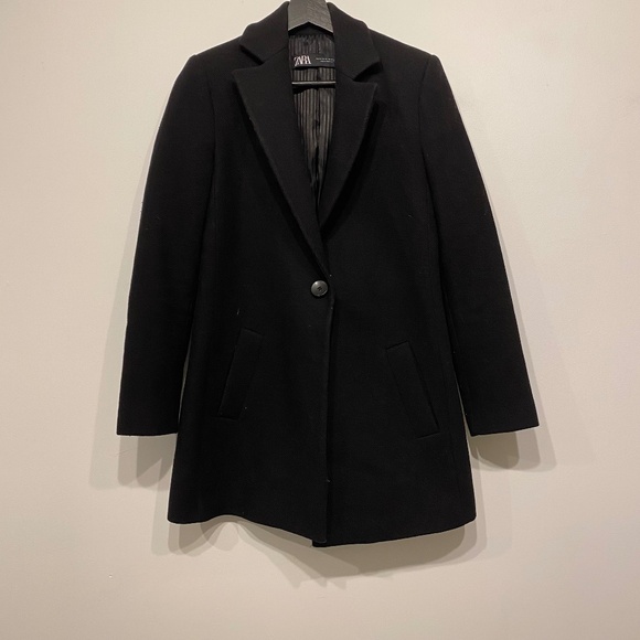 Zara Black One Button Oversized Thick Blazer Coat - Picture 1 of 2